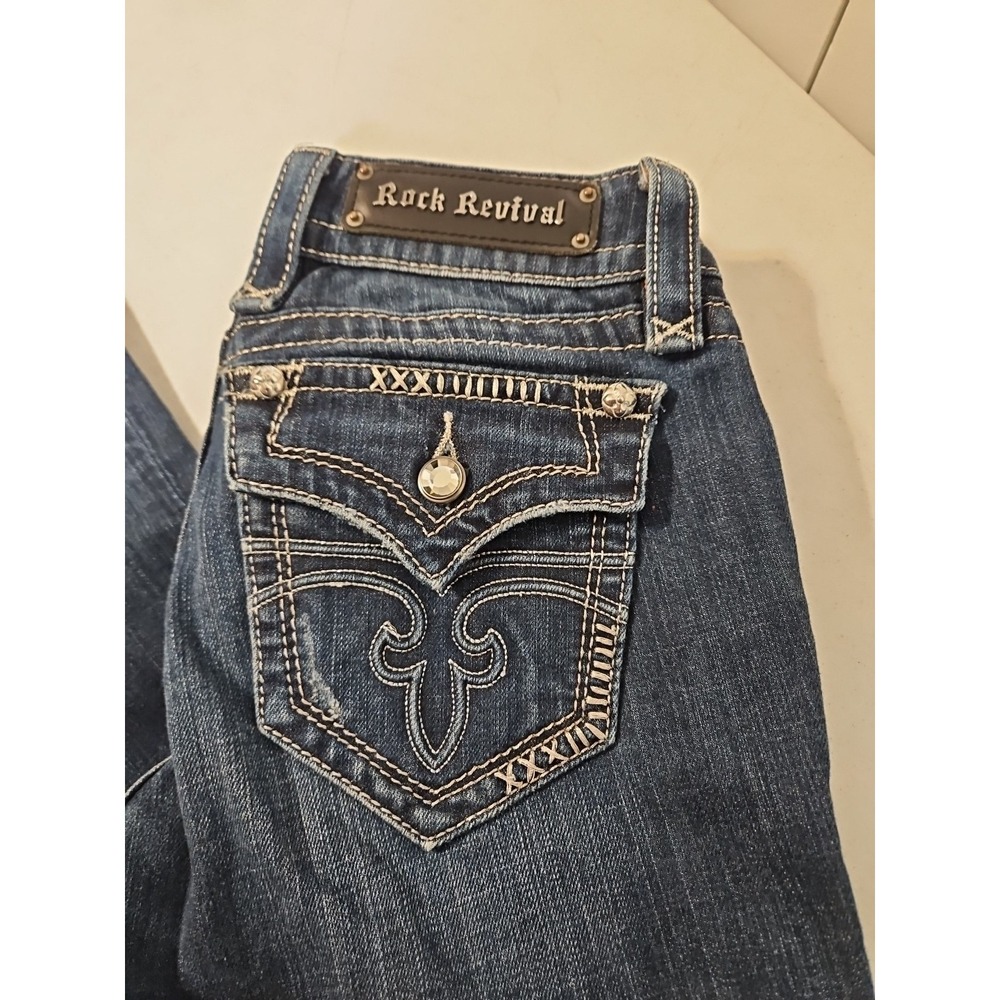 Rock Revival Celine Boot Cut Womens Size 28 Dark Embroidered Embellished (1577